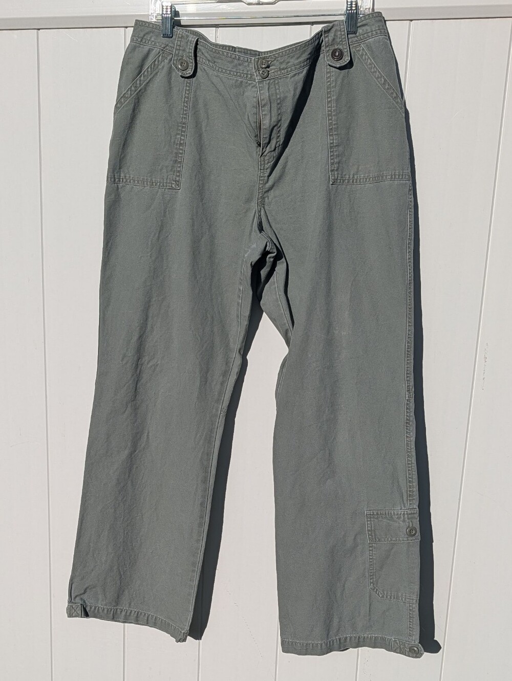 Ruffhewn Jeans Y2K Khaki Sage Size 16 Wide Leg 100% Cotton VTG Utility READ!